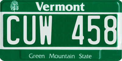 VT license plate CUW458