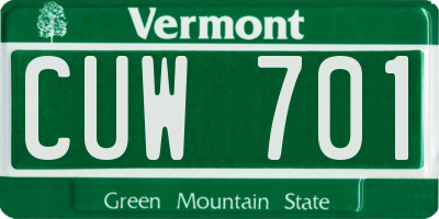 VT license plate CUW701