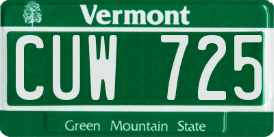VT license plate CUW725