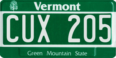 VT license plate CUX205