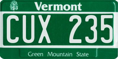 VT license plate CUX235