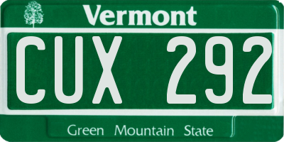 VT license plate CUX292