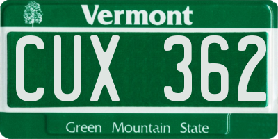 VT license plate CUX362