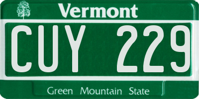 VT license plate CUY229