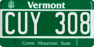 VT license plate CUY308