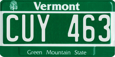 VT license plate CUY463