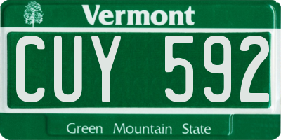 VT license plate CUY592