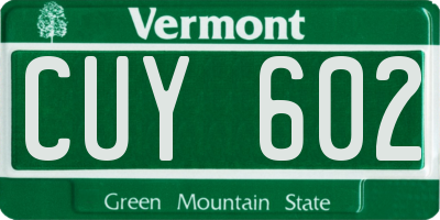 VT license plate CUY602