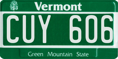 VT license plate CUY606