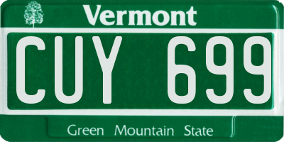 VT license plate CUY699