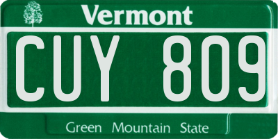 VT license plate CUY809