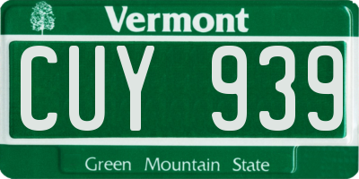 VT license plate CUY939
