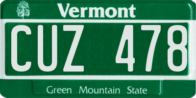 VT license plate CUZ478