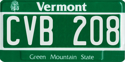 VT license plate CVB208