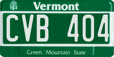 VT license plate CVB404