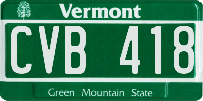 VT license plate CVB418