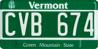 VT license plate CVB674