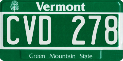 VT license plate CVD278