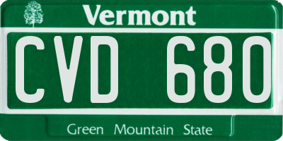 VT license plate CVD680