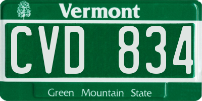 VT license plate CVD834