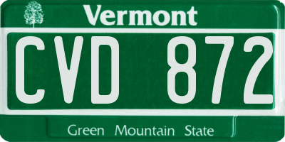 VT license plate CVD872