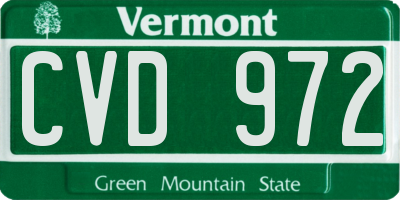 VT license plate CVD972