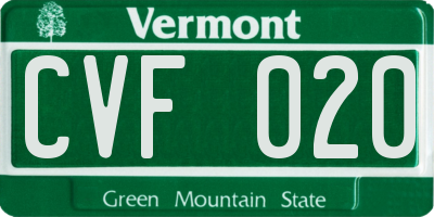 VT license plate CVF020