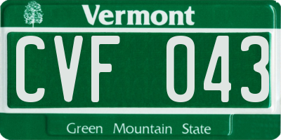 VT license plate CVF043
