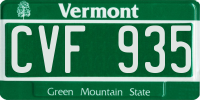 VT license plate CVF935