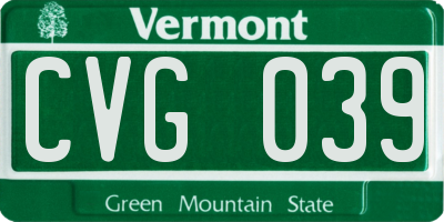 VT license plate CVG039