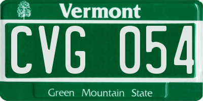 VT license plate CVG054