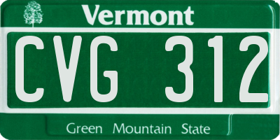 VT license plate CVG312