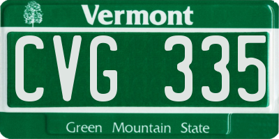 VT license plate CVG335