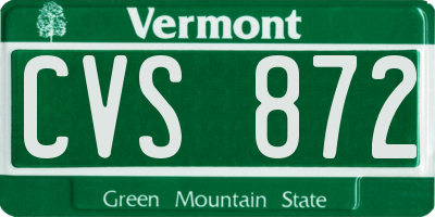 VT license plate CVS872