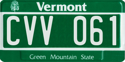 VT license plate CVV061
