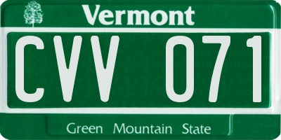 VT license plate CVV071