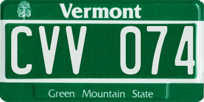 VT license plate CVV074