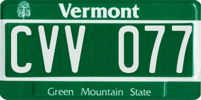 VT license plate CVV077