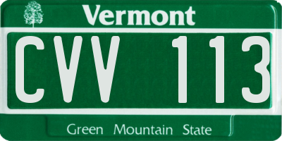 VT license plate CVV113