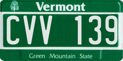 VT license plate CVV139