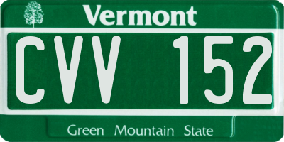 VT license plate CVV152