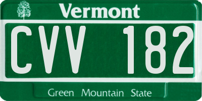 VT license plate CVV182