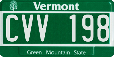 VT license plate CVV198