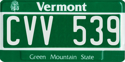 VT license plate CVV539