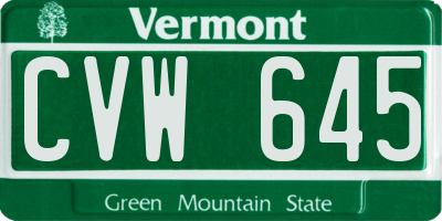 VT license plate CVW645