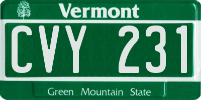 VT license plate CVY231