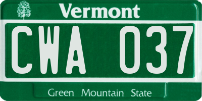 VT license plate CWA037