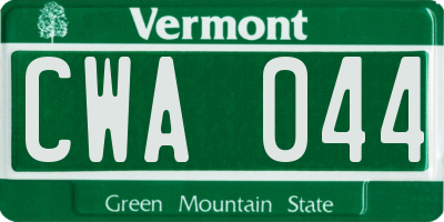 VT license plate CWA044