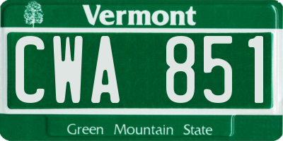 VT license plate CWA851