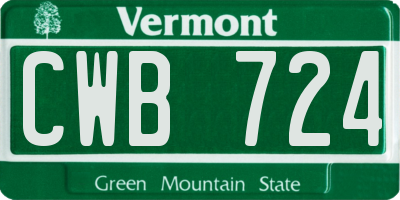 VT license plate CWB724